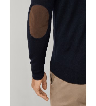 Hackett London Maglione in lana e seta blu navy