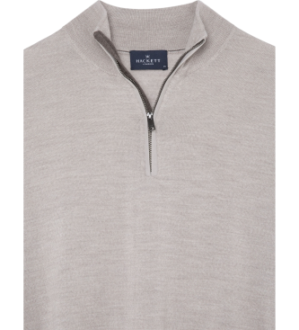 Hackett London Maglione in lana merino con zip beige