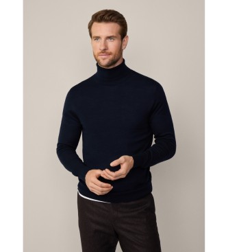 Hackett London Pulover Merino Silk Roll navy