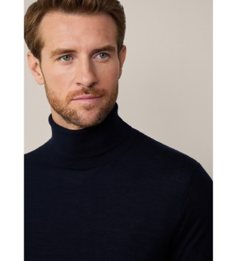 Hackett London Maglione in rotolo di seta merino blu scuro