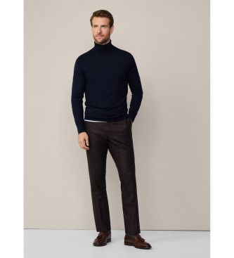 Hackett London Maglione in rotolo di seta merino blu scuro