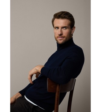 Hackett London Merino Silk Roll navy Pullover