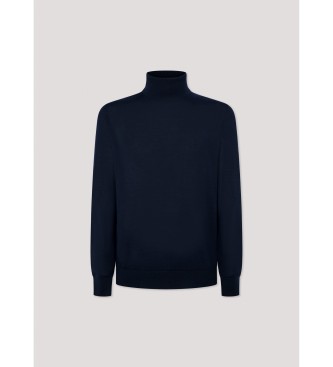 Hackett London Pulover Merino Silk Roll navy