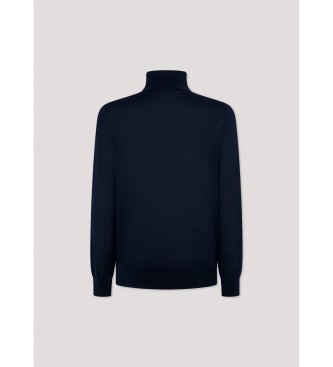 Hackett London Maglione in rotolo di seta merino blu scuro