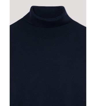 Hackett London Pulover Merino Silk Roll navy