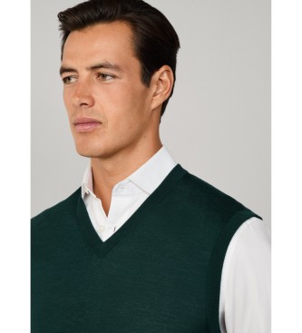 Hackett London Merino Silk Vest dark green