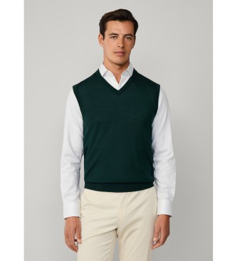 Hackett London Merino Silk Vest dark green