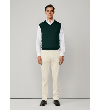 Hackett London Merino Silk Vest dark green