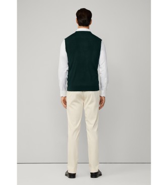 Hackett London Merino Silk Vest dark green
