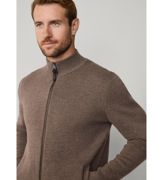 Hackett London Casaco de malha Milano castanho