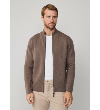 Hackett London Casaco de malha Milano castanho
