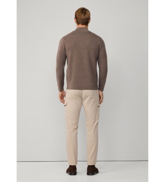 Hackett London Casaco de malha Milano castanho