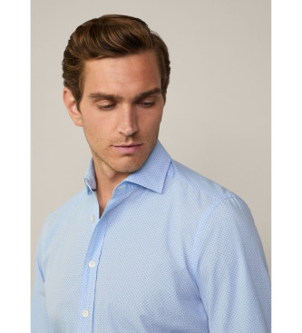 Hackett London Mini chemise imprime Yarn Dye bleu