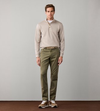Hackett London Pantalón Ttrl Sateen 5pkt verde oliva