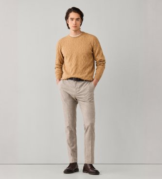 Hackett London Pantalón Yarn Dyed Ptooth beige