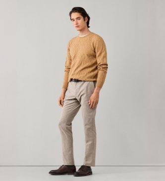 Hackett London Pantalón Yarn Dyed Ptooth beige