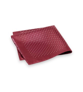 Hackett London Bordeauxrode zakdoek met mini stippen