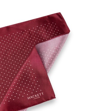 Hackett London Bordeauxrode zakdoek met mini stippen