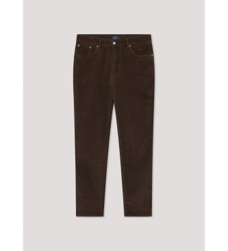 Hackett London Pantaloni in cordoncino di pigmento marrone