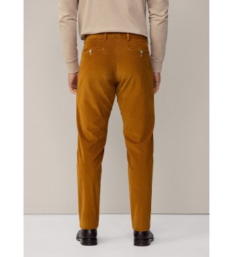 Hackett London Chino broek Pigment Cord mosterd