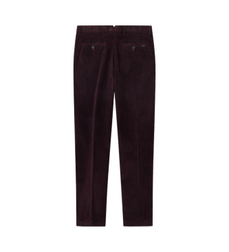 Hackett London Pigment Cord maroon chino trousers