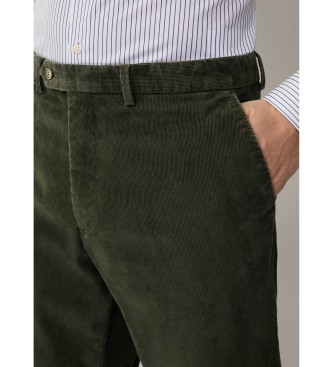 Hackett London Spodnie chino Pigment Cord zielone 