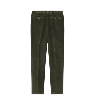 Hackett London Spodnie chino Pigment Cord zielone 