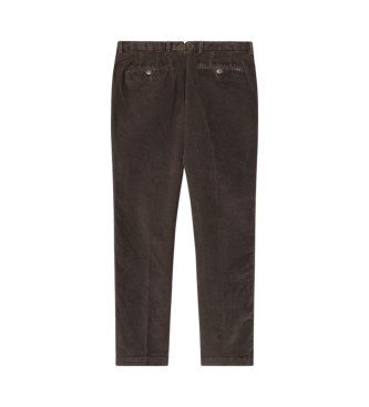 Hackett London Brązowe spodnie chino Pigment Cord