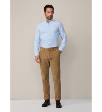 Hackett London Brązowe spodnie chino Pigment Cord