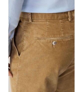 Hackett London Brązowe spodnie chino Pigment Cord