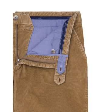 Hackett London Brązowe spodnie chino Pigment Cord