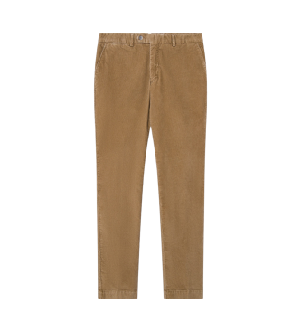 Hackett London Brązowe spodnie chino Pigment Cord