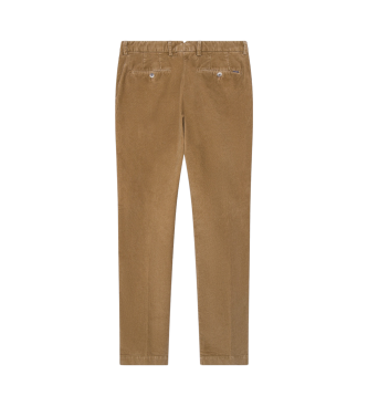 Hackett London Brązowe spodnie chino Pigment Cord