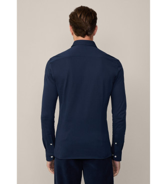 Hackett London Marineblaues Piqu-Hemd