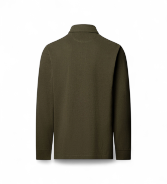 Hackett London Zielona koszulka polo Crest z długim rękawem
