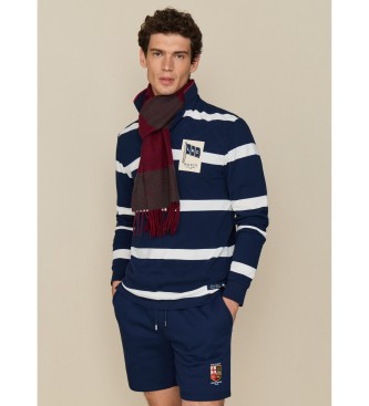 Hackett London Gestreepte marineblauwe polo met lange mouwen