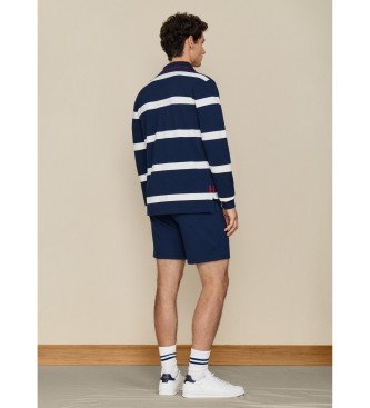 Hackett London Gestreepte marineblauwe polo met lange mouwen