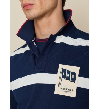 Hackett London Gestreepte marineblauwe polo met lange mouwen
