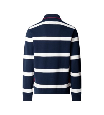 Hackett London Gestreepte marineblauwe polo met lange mouwen