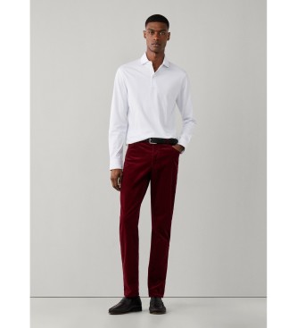 Hackett London Bia?a koszulka polo z d?ugim r?kawem Pima