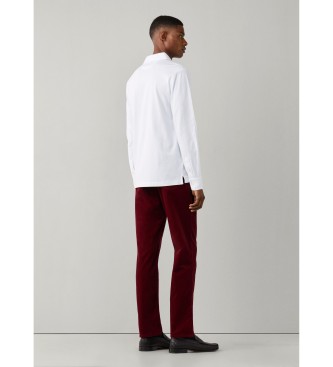 Hackett London Bia?a koszulka polo z d?ugim r?kawem Pima