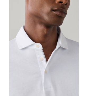 Hackett London Bia?a koszulka polo z d?ugim r?kawem Pima
