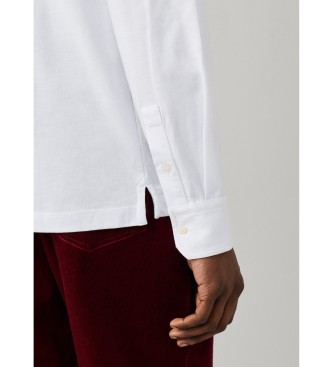 Hackett London Bia?a koszulka polo z d?ugim r?kawem Pima