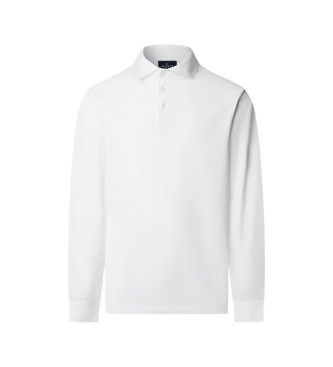 Hackett London Bia?a koszulka polo z d?ugim r?kawem Pima