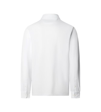 Hackett London Bia?a koszulka polo z d?ugim r?kawem Pima