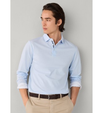 Hackett London polo piqué manica lunga fit classico blu