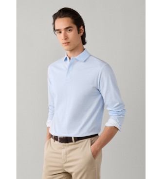 Hackett London polo piqué manica lunga fit classico blu