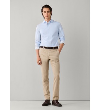 Hackett London polo piqué manica lunga fit classico blu