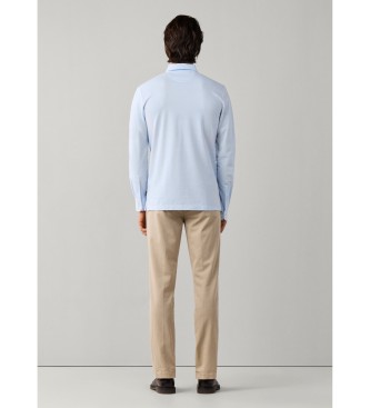 Hackett London polo piqué manica lunga fit classico blu