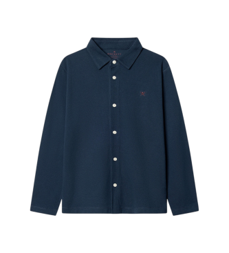 Hackett London Polo de manga longa Pique azul-marinho